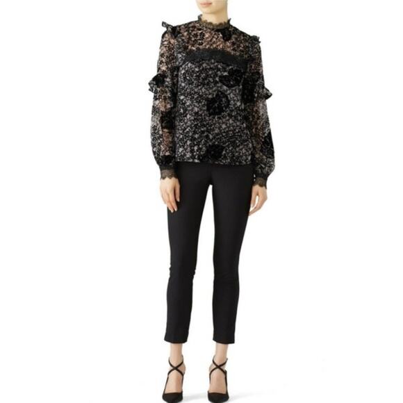 Three Floor Hoodoo Floral Mock Neck Long Sleeves Top Size 12 - Picture 1 of 10